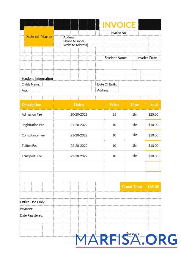 Realistic Preschool Education Invoice Template